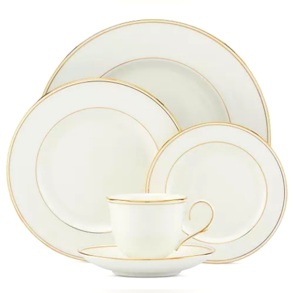 Lenox Federal Gold 5 piece Dinnerwear White & Gold NEW